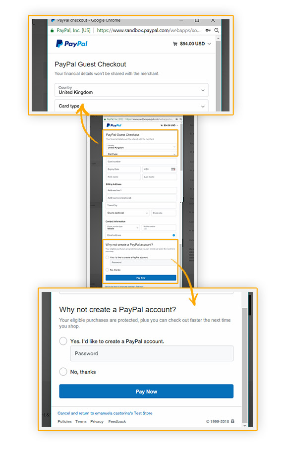 PayPal guest checkout