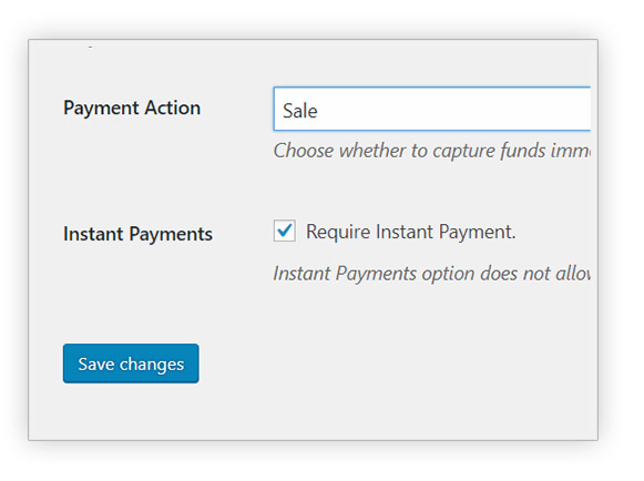 PayPal require instant payments