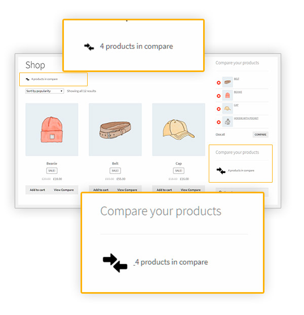 Compare - product counter