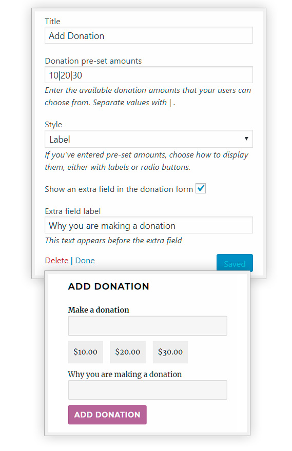 Donations - preset amounts