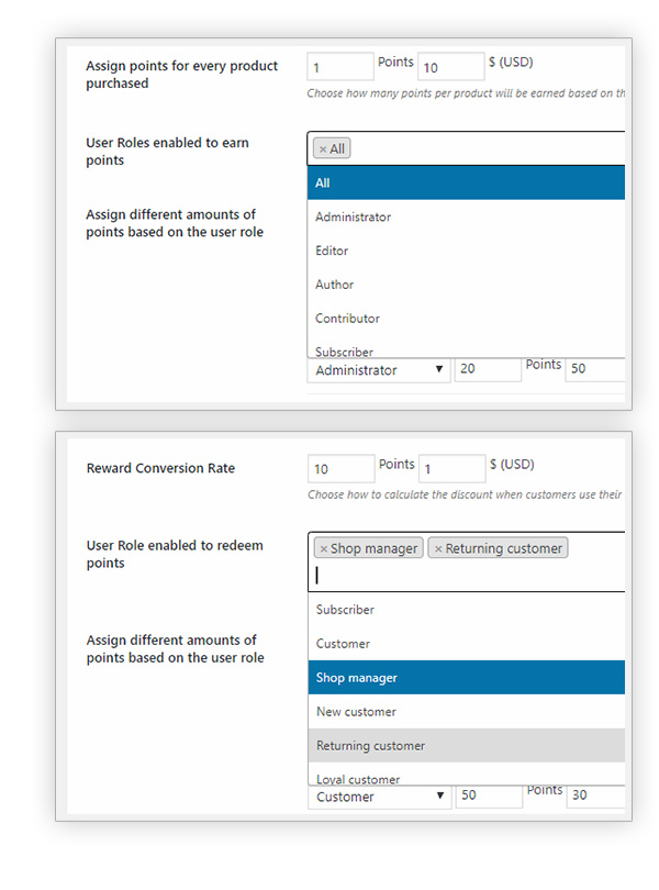 Restrictions by user role
