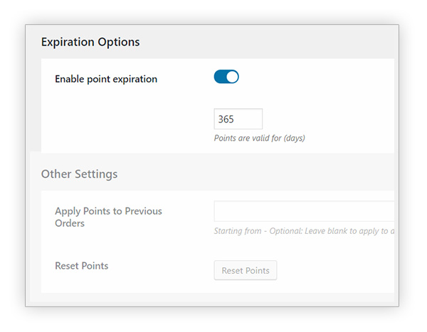 Points expiration date
