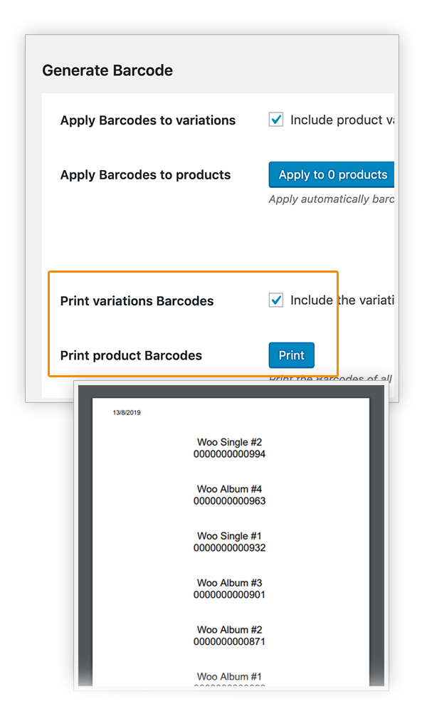Print barcodes