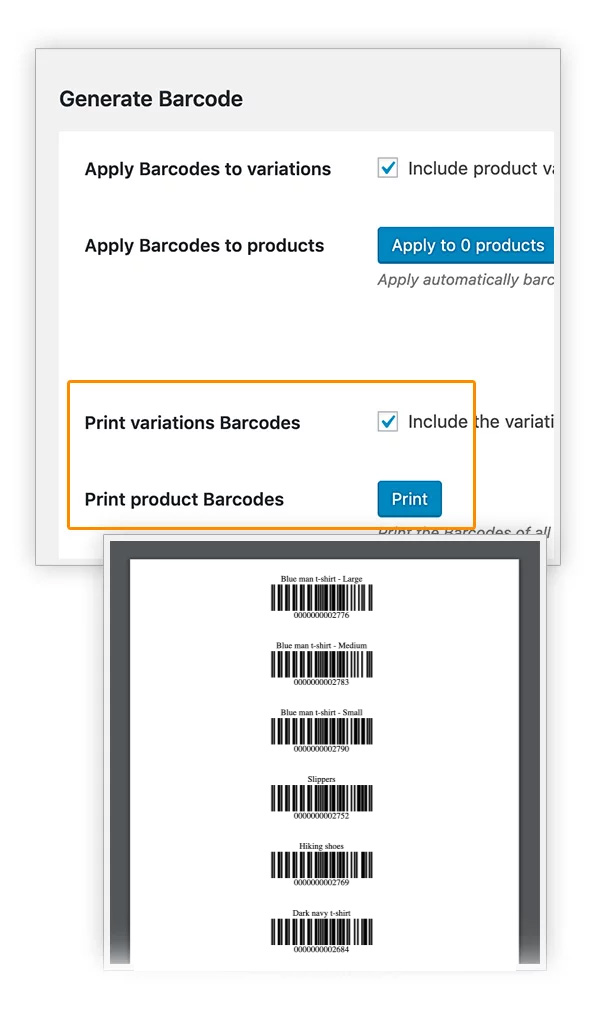 Print barcodes