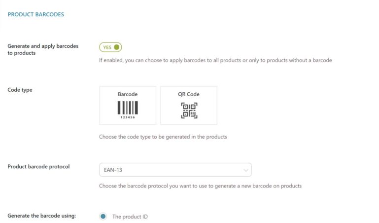 Product barcode settings (1/2)