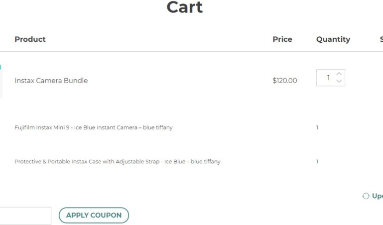 Cart page