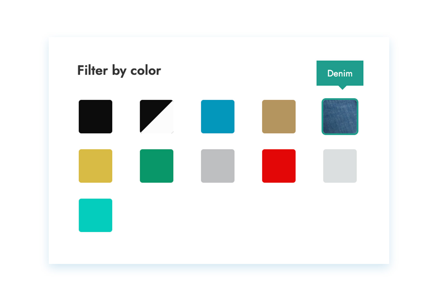 Filters color and image swatches