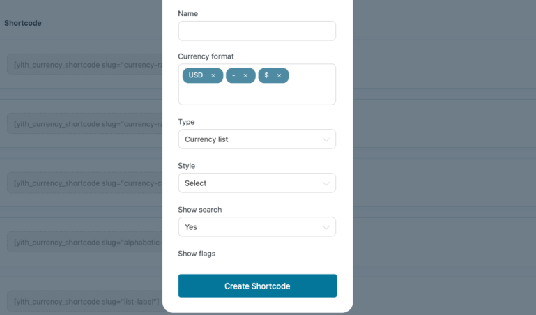 Create shortcode