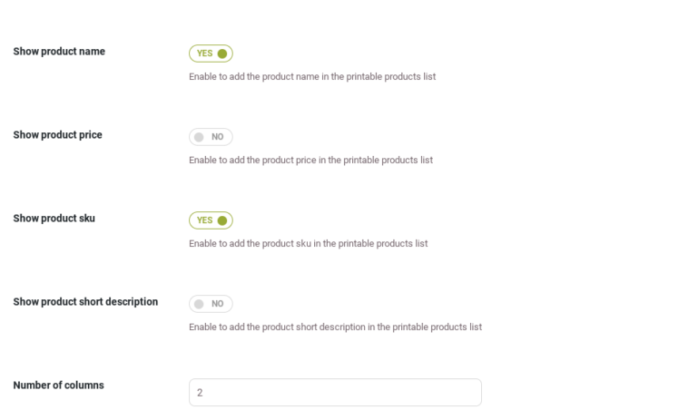 Print barcode settings