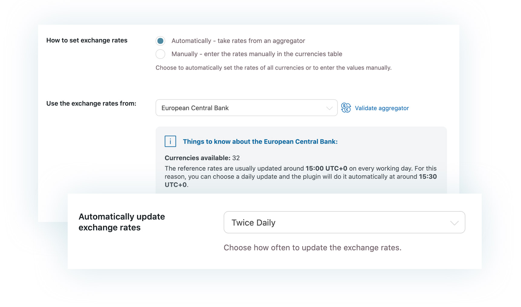 Automatic exchange rates