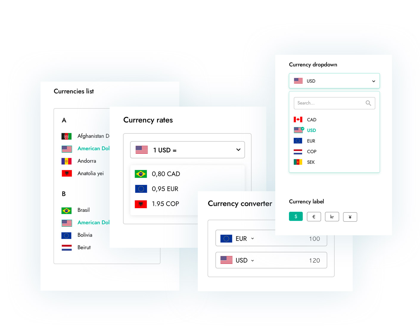 Currency converter widgets