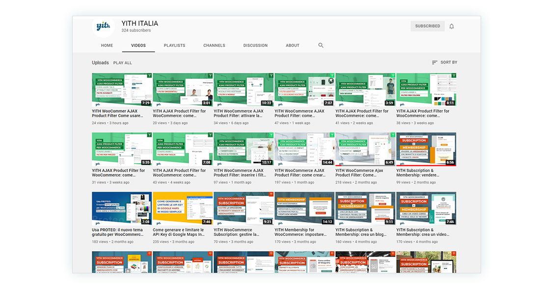 Videos on YITH Italia channel
