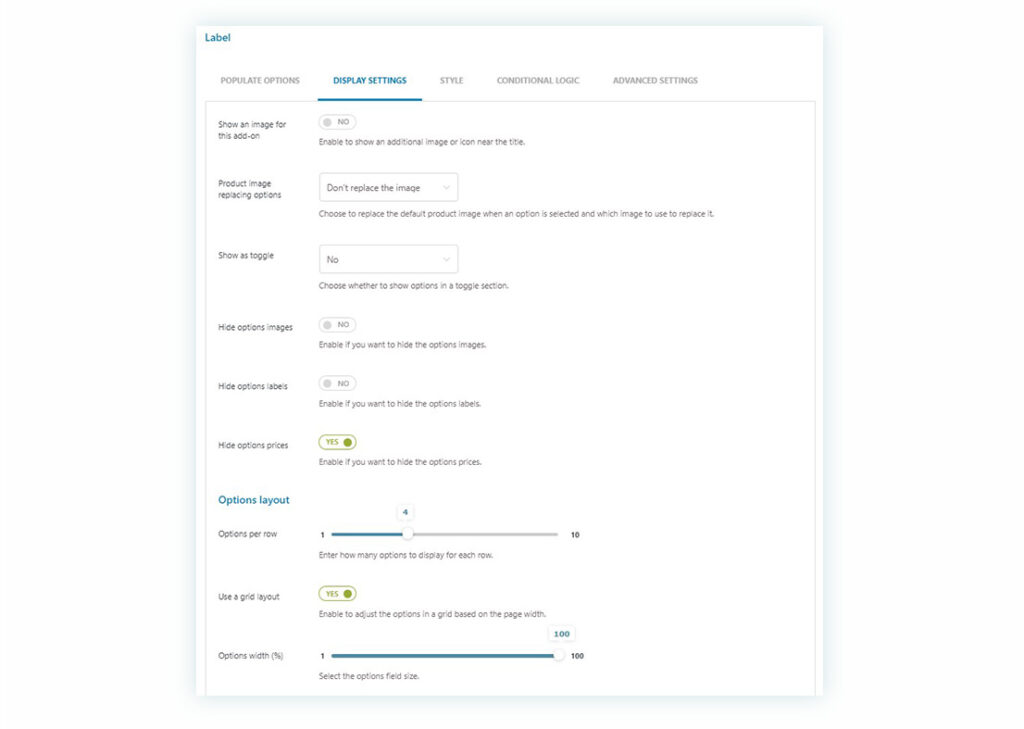 Select display settings 