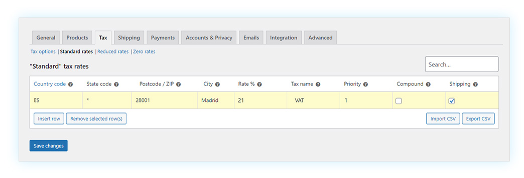 Final result of standard tax rate