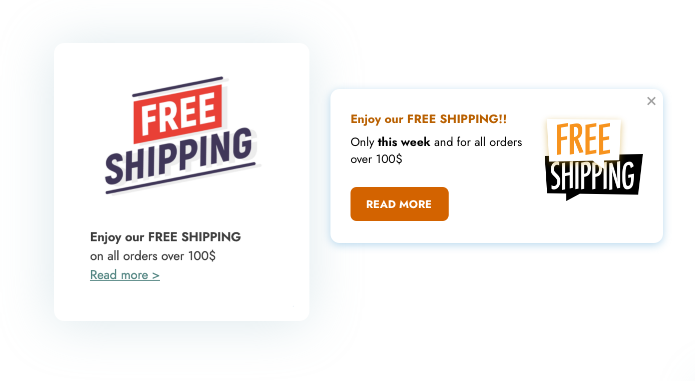 Notification to promote free shipping fees