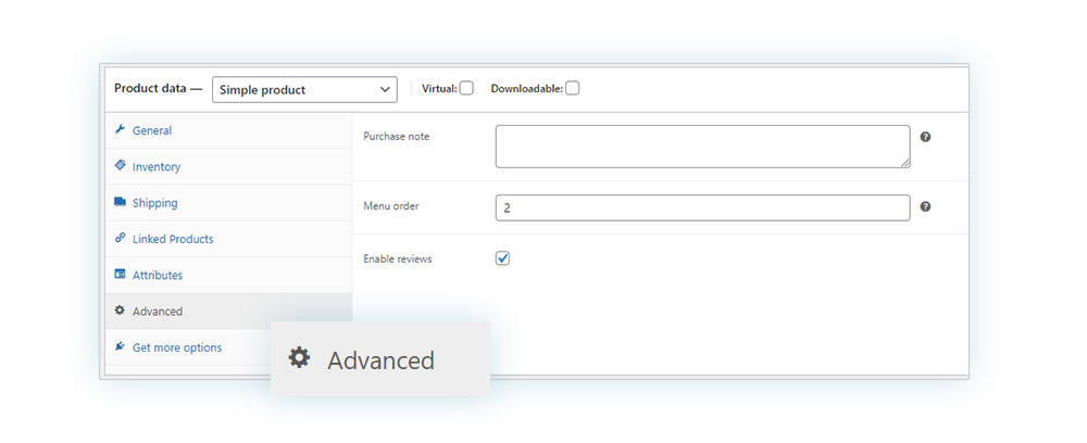 Advanced section - Product data