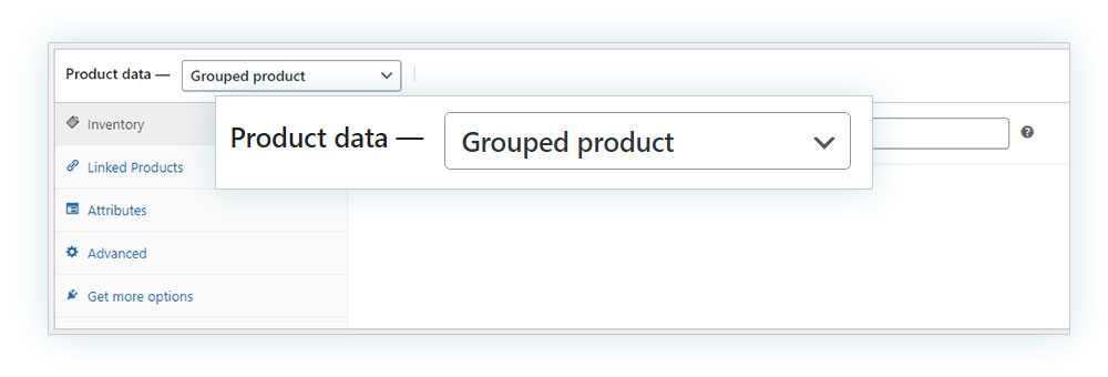 Select grouped product in Product data