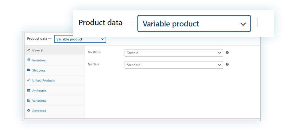 Product data - variable product