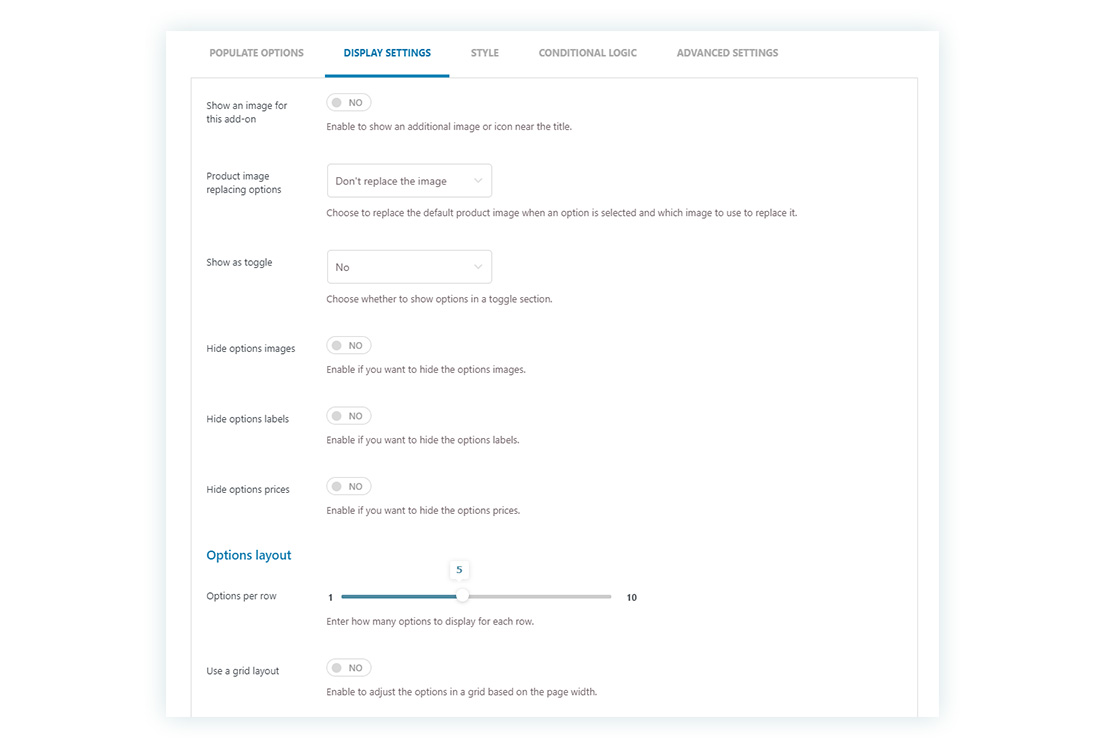 Label or image display settings