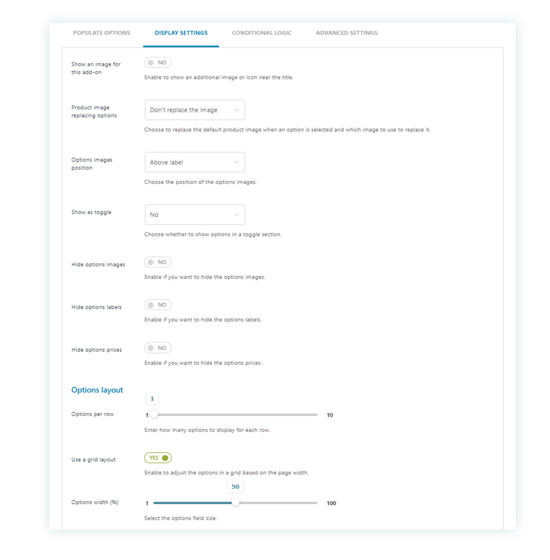 Logo display settings