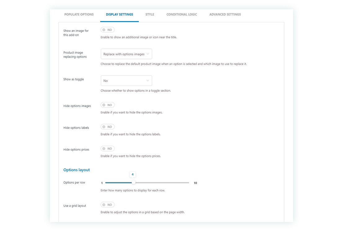 Display settings