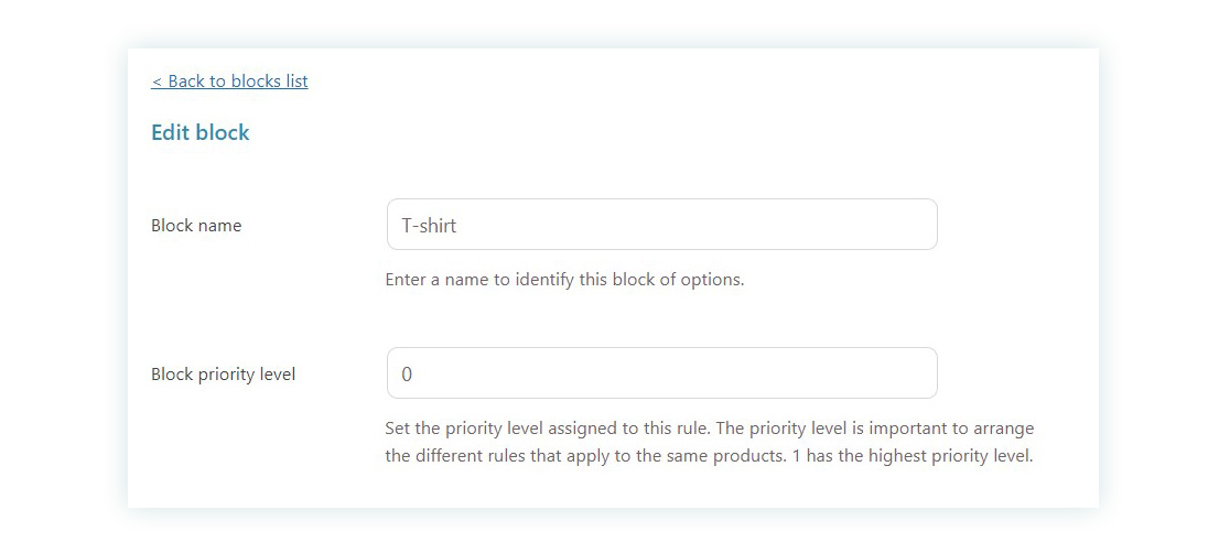 Edit block - name and priority