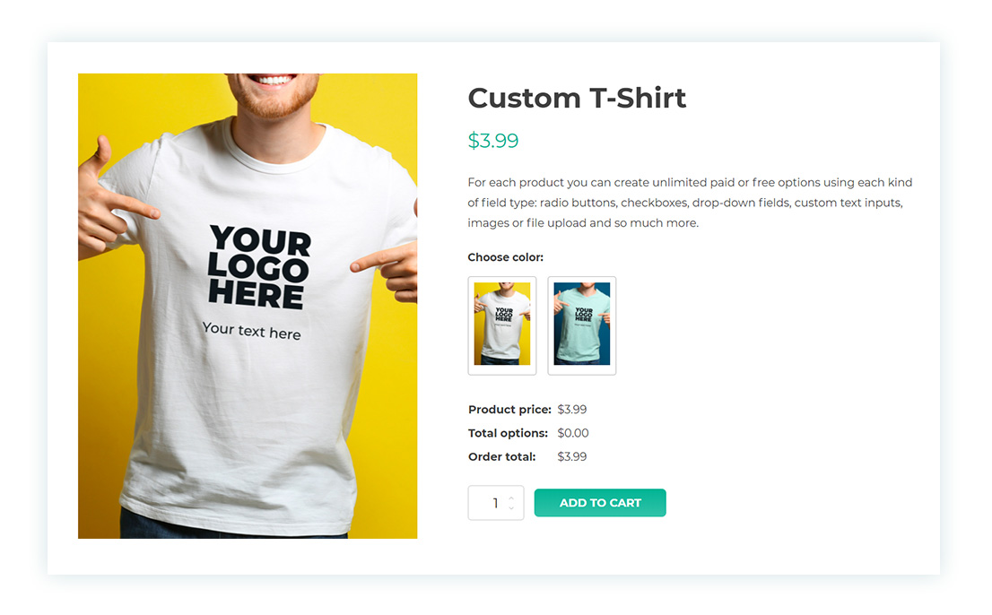 Customize and print t shirts customize WooCommerce Products with