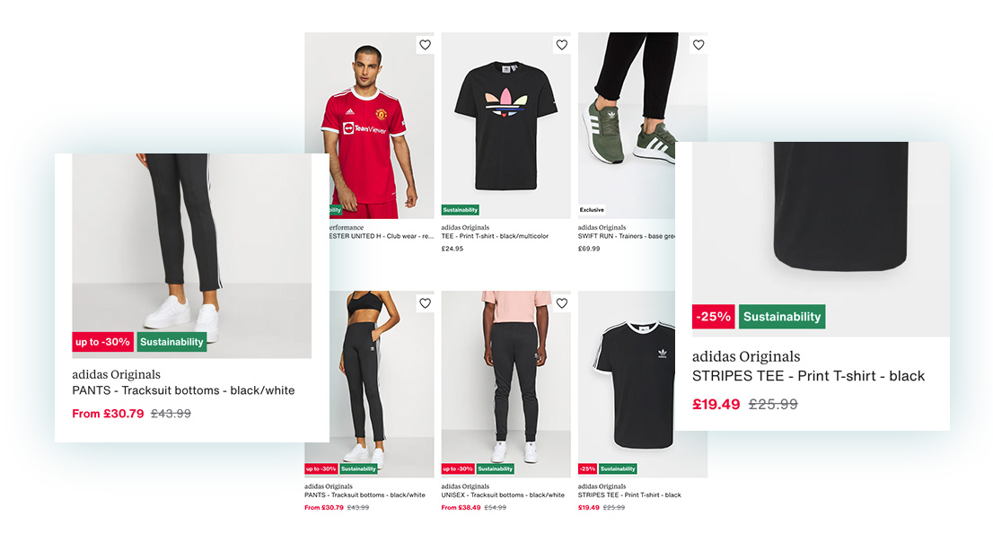 How Zalando shows badges for a mixture of features and pricing rules