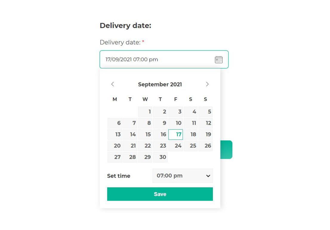 Calendar view on product page