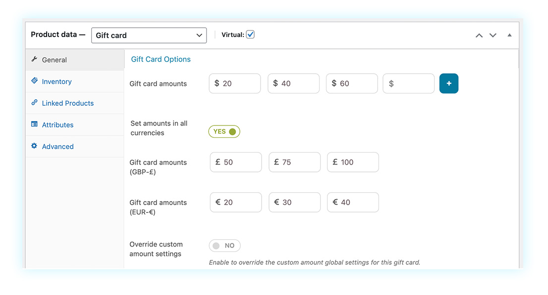 Gift Cards and Multi Currency integration