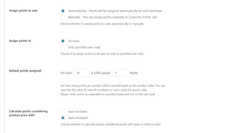 Points options (1/2)