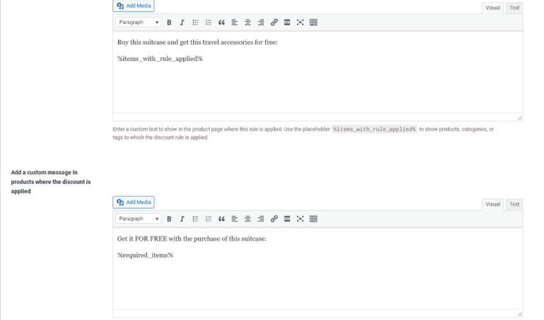 Custom messages