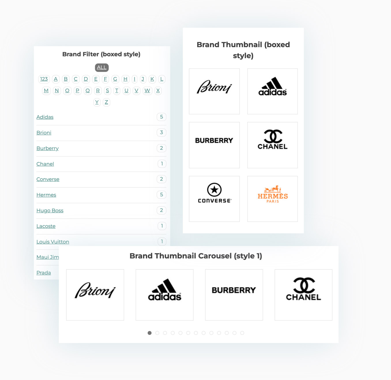 Brand shortcodes and widgets