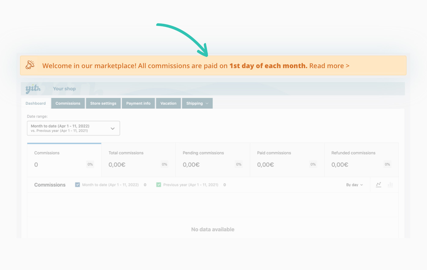 Vendor announcements dashboard