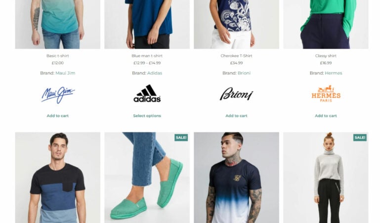 Shop page with brands