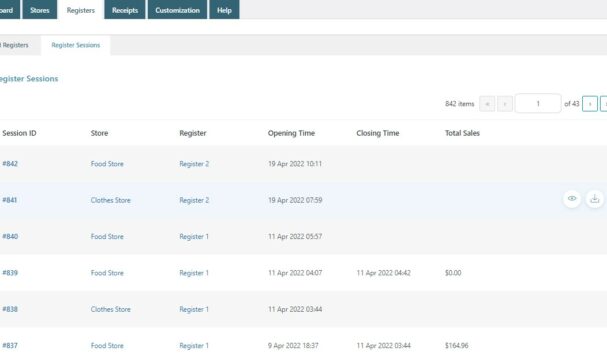 Register sessions