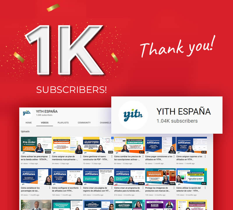 1000 subscribers on YITH España 