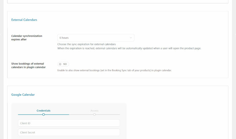 Settings - Calendars