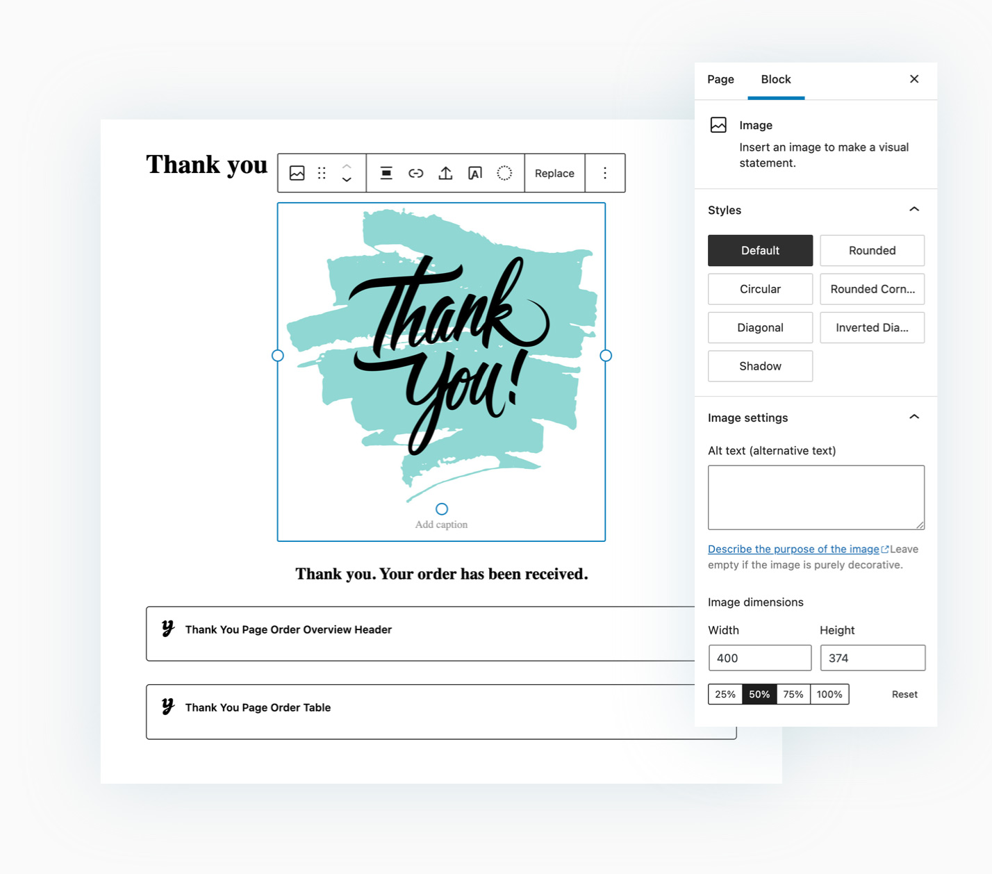 YITH Custom Thank You Page