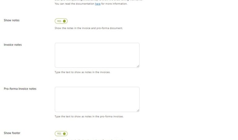 Invoice and pro-forma template settings 1/2