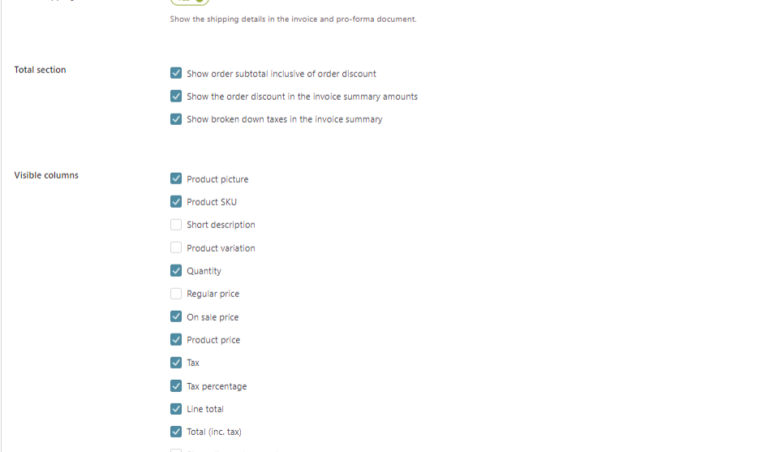 Invoice and pro-forma template settings 2/2