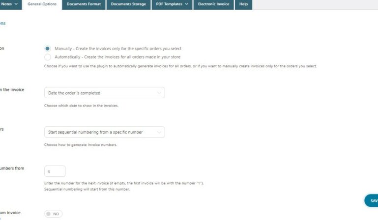 Invoice options