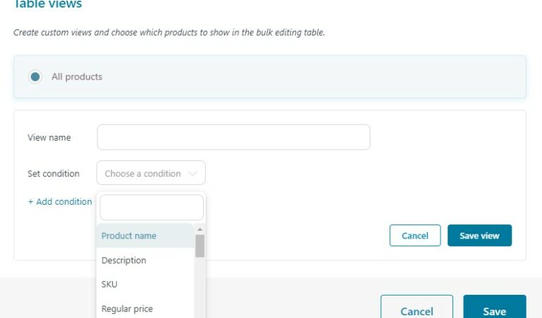 Create custom table views