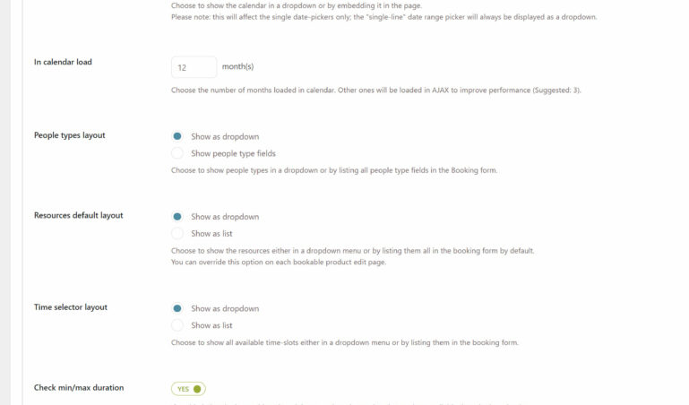 Settings - Booking forms