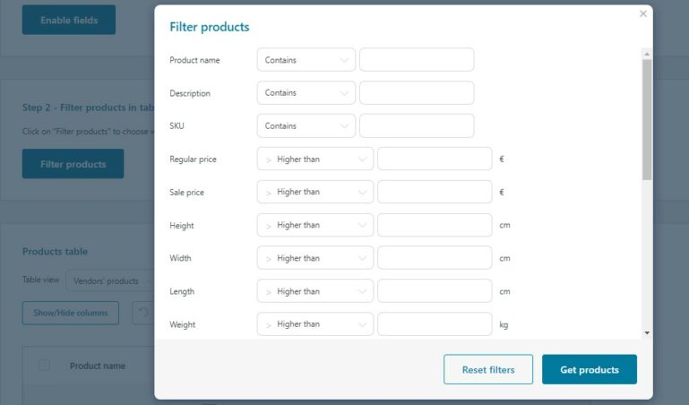 Filter products