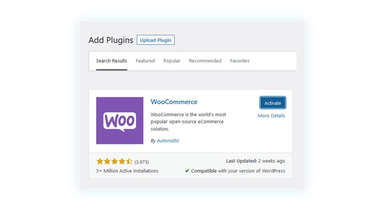 Activate WooCommerce