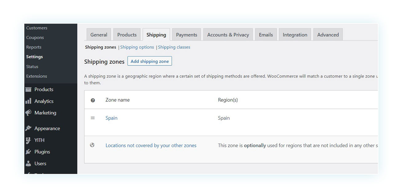 WooCommerce Shipping zones