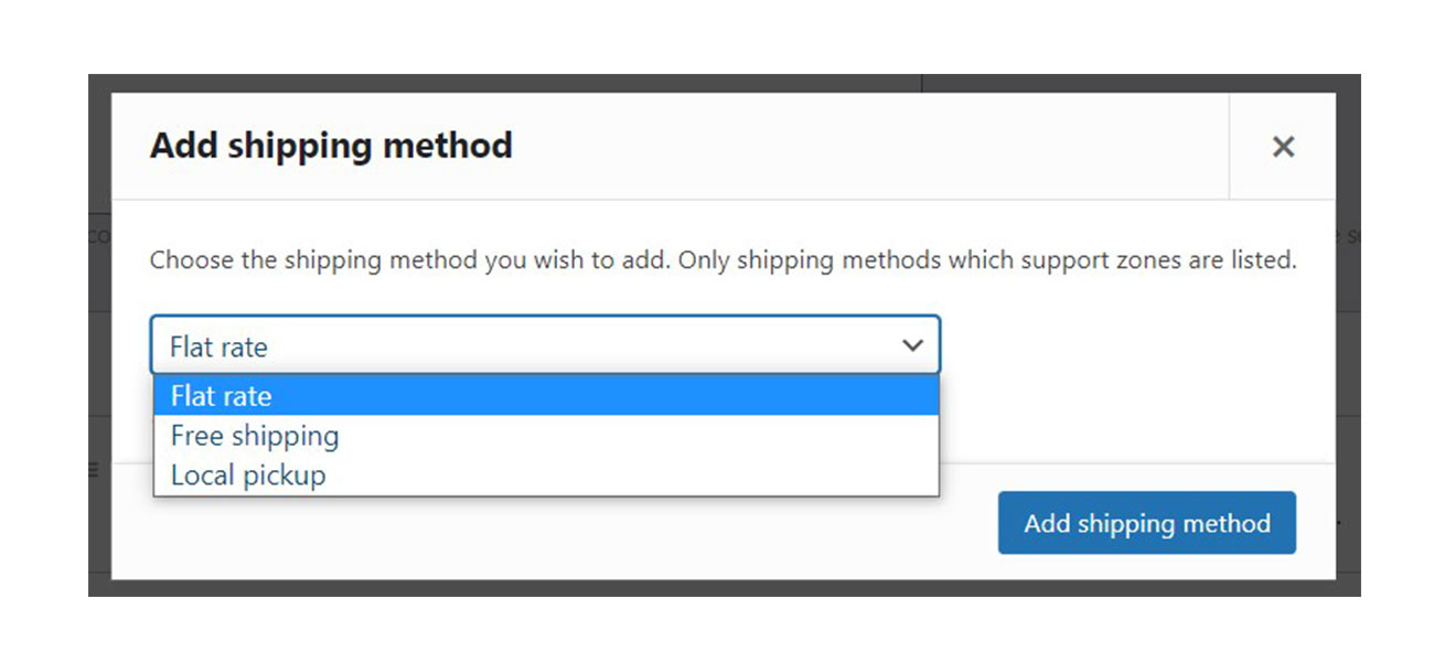 WooCommerce Add shipping method