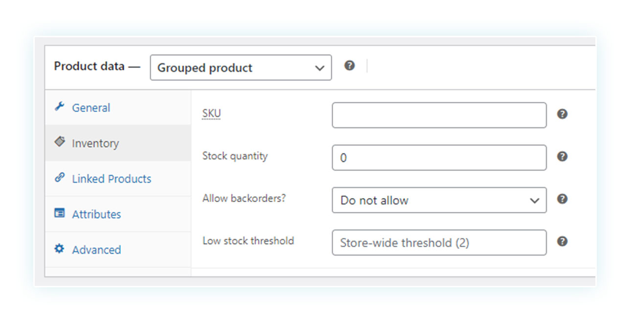 Product data Grouped product