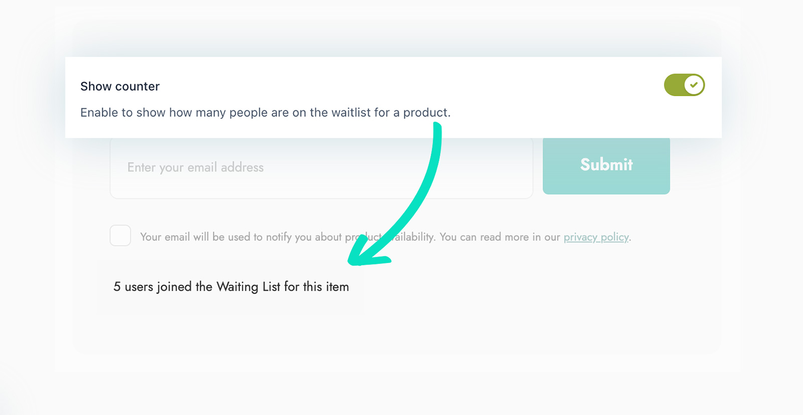 Show a waitlist counter